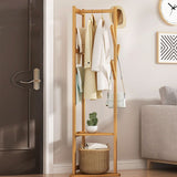 Modern Wood Entry Hall Tree Free Standing Coat Rack with 4 Hooks