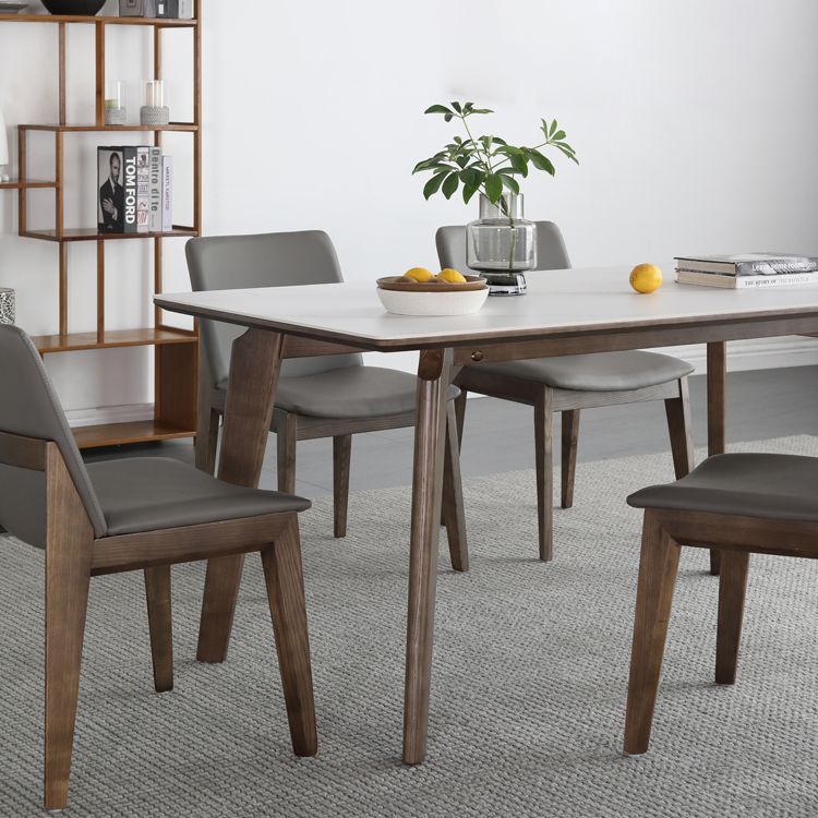 Mid-Century White Standard Dining Table Sintered Stone Rectangle Dining Table for Kitchen Clearhalo ' dining_table' 'Dining Tables & Seating' 'Dining Tables' 'furn' 'furn_dining_table' 'Furniture' 'furniture_dining_table' 'Kitchen & Dining Furniture' 'kitchen&dining_furn' 'kitchen' 'kitchen_dining_table' 1200x1200_026c0787-5112-4063-94f2-3570fbd3a7c0