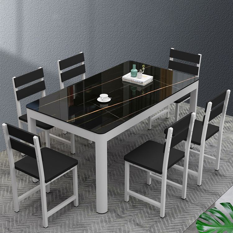 Metal Modern Rectangle Indoor Table Glass Top Table for Dining Room and Kitchen Clearhalo 'Dining Tables & Seating' 'Dining Tables' 'dining_table' 'furn' 'furn_dining_table' 'Furniture' 'Kitchen & Dining Furniture' 1200x1200_026d081f-60cd-4018-a2e0-057e327abeab