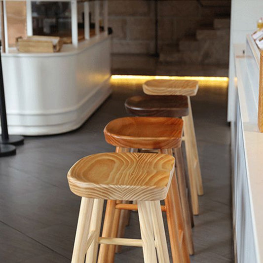 Modern Armless Counter Stool Pine Wood Cafe Bar Stool with Wooden Seat and Pedal Clearhalo 'Bar Furniture' 'Bar Stools' 'bar_stools' 'furn' 'furn_bar_stools' 'Furniture' 'furniture_bar_stools' 'Kitchen & Dining Furniture' 1200x1200_0271bd43-c04b-461d-b9f1-6a969d0475c1