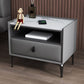 Modern de cuero de cuero 4 patas Nightsand stone Top Night Table con cajón