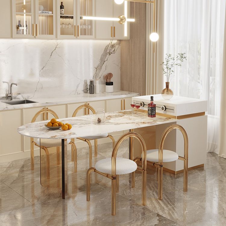 Glossy Beige Dinette Table with Double Pedestal Modern Dining Table for Home Clearhalo 'Dining Tables & Seating' 'Dining Tables' 'dining_table' 'furn' 'furn_dining_table' 'Furniture' 'Kitchen & Dining Furniture' 1200x1200_0271f06a-4a6f-41c4-98de-d64297164912