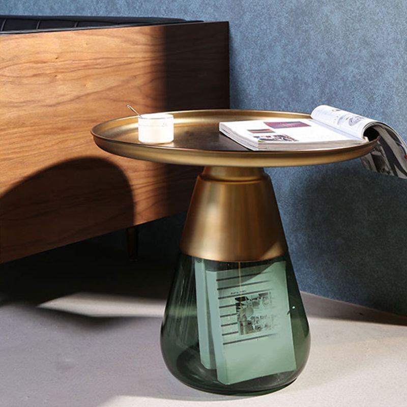 Mid-Century Modern Coffee Table Metal Tray Top Round Single Coffee Table Clearhalo 'Coffee & Accent Tables' 'Coffee Tables' 'coffee_tables' 'furn' 'furn_coffee_tables' 'Furniture' 'Living Room Furniture' 1200x1200_027303fd-d1f7-4863-b909-e4c774e0eb4f