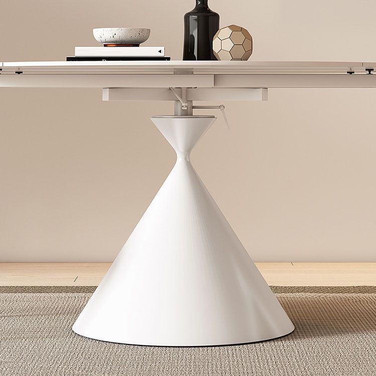 Sintered Stone Pedestal Dining Table Extendable Dining Table in White Clearhalo 'Dining Tables & Seating' 'Dining Tables' 'dining_table' 'furn' 'furn_dining_table' 'Furniture' 'Kitchen & Dining Furniture' 1200x1200_0274dc17-eebc-4cff-ae8b-daf7e1e660d6