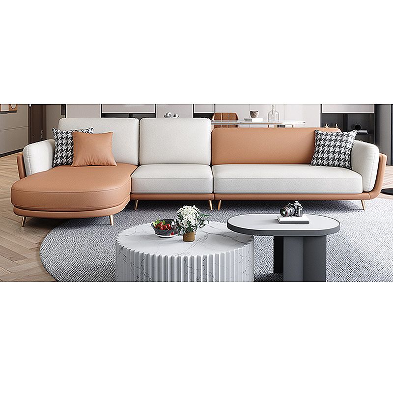 Faux Leather Pillow Top Arm Sectionals 37.4"H Cushion Back Sofa and Chaise Clearhalo 'furn' 'furn_sectionals' 'Furniture' 'furniture_sectionals' 'Living Room Furniture' 'Sectionals' 1200x1200_02755c35-f66e-4805-9ec1-86f172788906