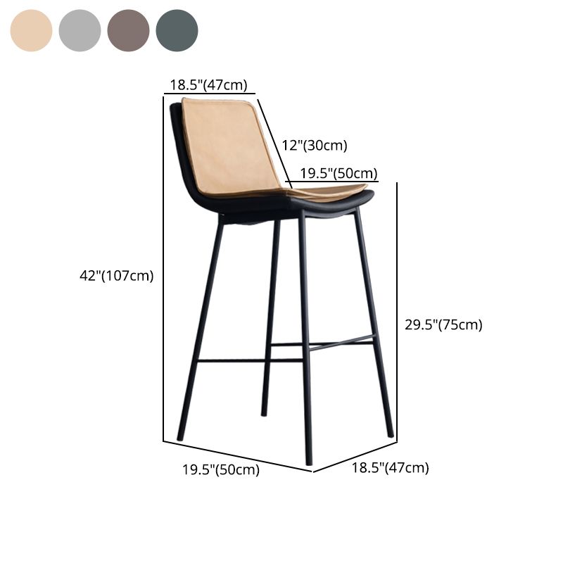 Industrial Leather Iron Counter Stools Low Back Bar Stools with Rectangle Seat Clearhalo 'Bar Furniture' 'Bar Stools' 'bar_stools' 'furn' 'furn_bar_stools' 'furniture_bar_stools' 'Kitchen & Dining Furniture' 'kitchen&dining_furn' 'kitchen' 'kitchen_furn' Furniture' 1200x1200_0275d662-2650-43ff-8766-c8dbe74b8b50