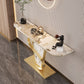 Golden Metal Pedestal Base Half Moon Stain Resistant Console Table
