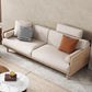 Contemporary Sofa with Loose Back and Pillows in Linen and Solid Wood