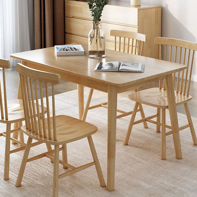 Simple Style Dining Table Rubberwood Solid Wood with 4 Legs Base Table in Wood Color Clearhalo ' dining_table' 'Dining Tables & Seating' 'Dining Tables' 'Furniture' 'furniture_dining_table' 'Kitchen & Dining Furniture' 'kitchen&dining_furn' 'kitchen' 'kitchen_dining_table' 1200x1200_02772dd1-459b-4637-bcd6-cb59e8c21eda