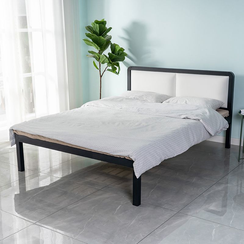 Contemporary Slat Metal Standard Bed with Rectangular Headboard