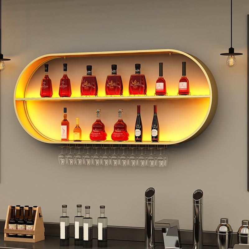 Scaffale di vino di ferro moderno a parete a parete rastrellatura con scaffale