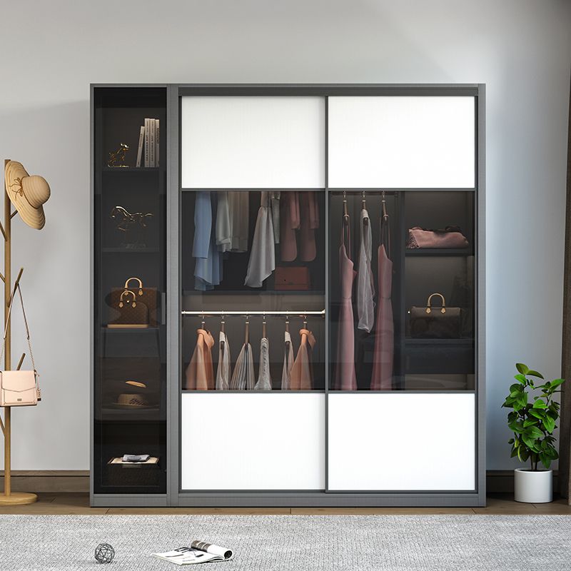 Sliding Wardrobe Closet Engineered Wood Wardrobe Armoire for Bedroom