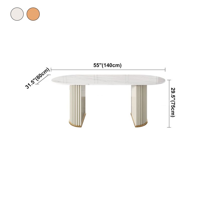 Modern White Sintered Stone Dining Table Oval Shape Standard Dining Table for Kitchen Clearhalo ' dining_table' 'Dining Tables & Seating' 'Dining Tables' 'furn' 'furn_dining_table' 'Furniture' 'furniture_dining_table' 'Kitchen & Dining Furniture' 'kitchen&dining_furn' 'kitchen' 'kitchen_dining_table' 1200x1200_027b9d63-966b-4d4c-a325-7740ed70d878