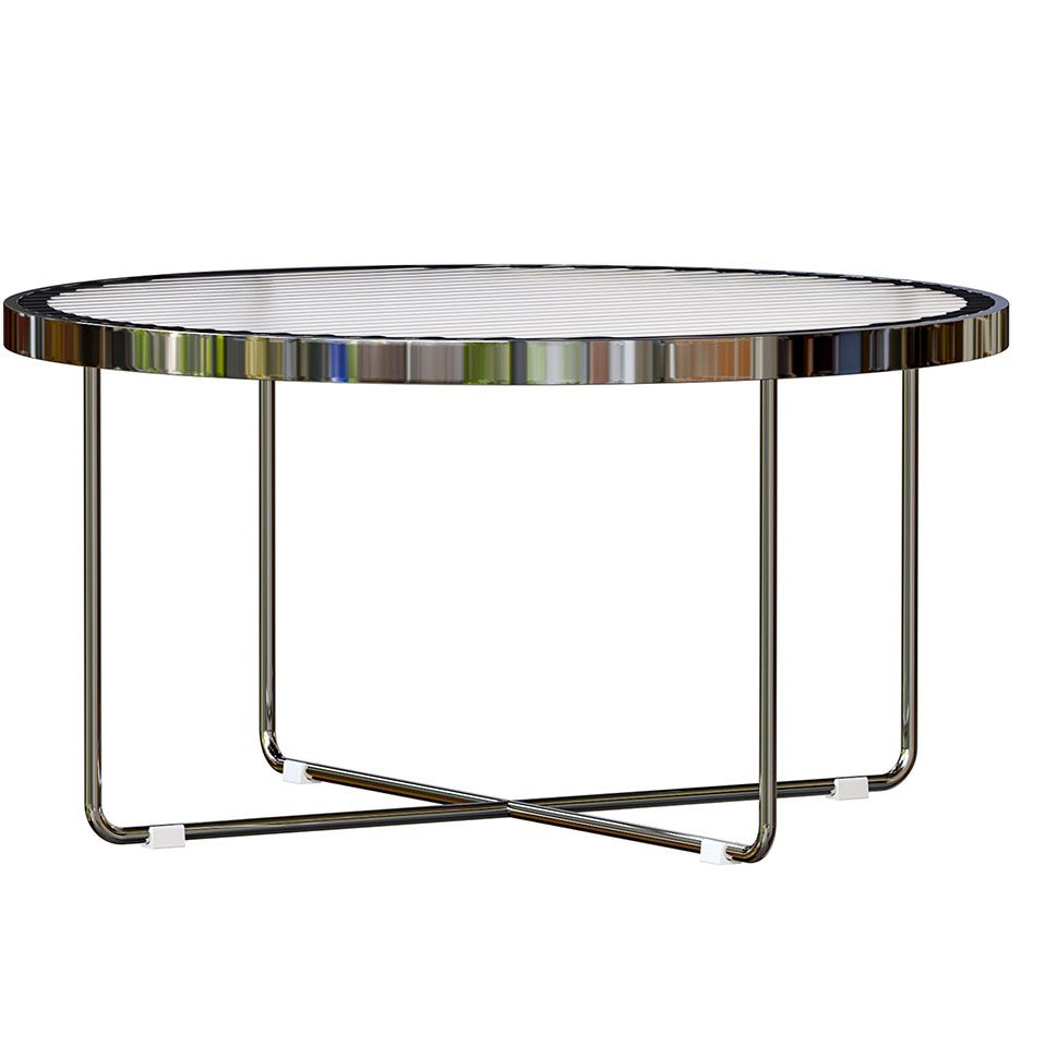 Round Cross Legs Coffee Table Stainless Steel Cocktail Table Clearhalo 'Coffee & Accent Tables' 'Coffee Tables' 'coffee_tables' 'furn' 'furn_coffee_tables' 'Furniture' 'Living Room Furniture' 1200x1200_027c8417-da94-47f6-bdc8-a063e14fff8f
