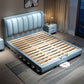 Modern Wingback Bed with Rectangle Upholstered Headboard and Storage