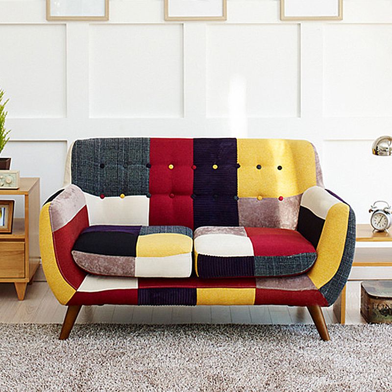 Flared Arm Sofa Cotton Stain Resistant Settee for Living Room