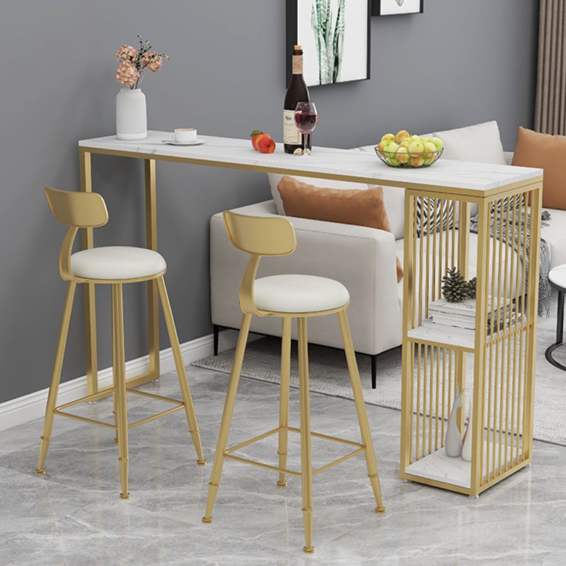 Living Room Modern Patio Bar Table Marble Rectangle 2-shelf Sled Bistro Bar Desk Clearhalo 'Bar Furniture' 'Bar Tables' 'bar_tables' 'Furniture' 'furniture_bar_tables' 'Kitchen & Dining Furniture' 'kitchen&dining_furn' 'kitchen' 1200x1200_027f9a67-fead-4a79-99f1-b3abb018aa0e