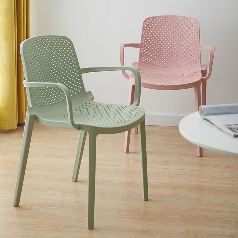 Modern Plastic Home Arm Chair Matte Finish Solid Back Dining Chair Clearhalo 'Dining Chairs' 'Dining Tables & Seating' 'dining_chair' 'furn' 'furn_dining_chair' 'Furniture' 'furniture_dining_chair' 'Kitchen & Dining Furniture' 1200x1200_02805fe2-0564-4038-80b9-67a0780df969