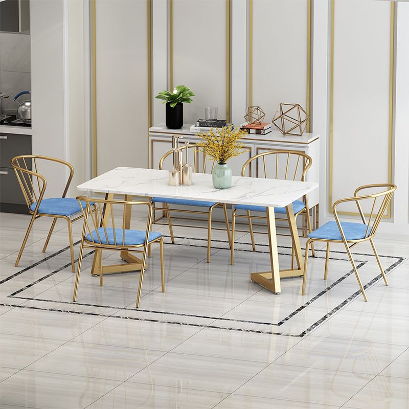 Glam Style Table Faux Marble Rectangle Table with Metal Legs for Home Use Clearhalo 'Dining Tables & Seating' 'Dining Tables' 'dining_table' 'furn' 'furn_dining_table' 'Furniture' 'Kitchen & Dining Furniture' 1200x1200_0281fb6e-35ce-40dc-91c1-a7d10abdea50