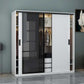 Contemporary Wardrobe Closet Wood and Glass Wardrobe Armoire