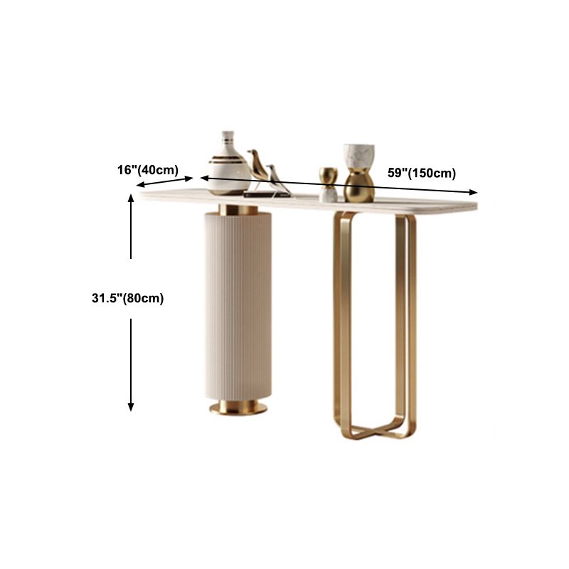 Tavolo di divano console in pietra glam rettangolare tavolino in metallo per sala