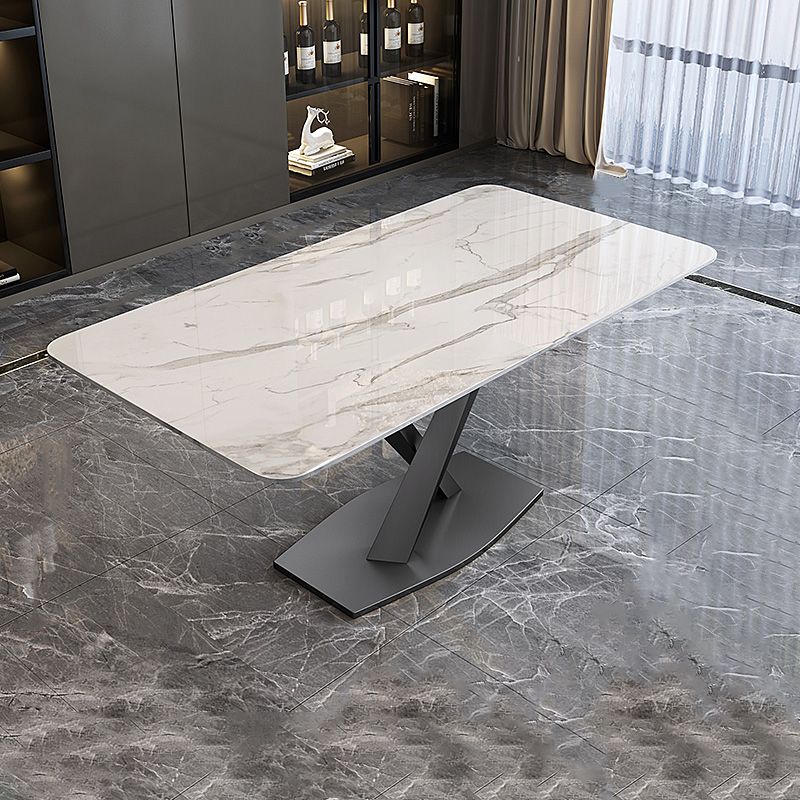 Traditional Luxury Pedestal Rectangle Dining Table Stone Table for Dining Room Clearhalo ' dining_table' 'Dining Tables & Seating' 'Dining Tables' 'furn' 'furn_dining_table' 'Furniture' 'furniture_dining_table' 'Kitchen & Dining Furniture' 'kitchen&dining_furn' 'kitchen' 'kitchen_dining_table' 1200x1200_0287223f-6df3-4bd4-9d01-2d6f45d40b05