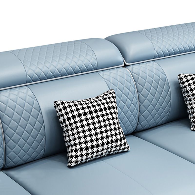 Sofá de cuero moderno con almohada con brazo superior para sala de estar