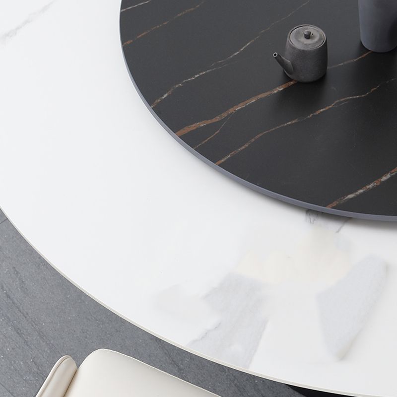 Modern Dining Set 1/5/7 Pcs Round Sintered Stone Dining Table with Upholstered Chairs