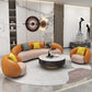 Orange Faux Leather Curved Sofa Contemporary Armless Sofa for Living Room