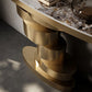 Glam Stone Console Table Golden Oval Console Accent Table for Hall