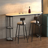 Tavolo da bar ovale in pietra sinterizzato tavolo da bistrot lussuoso con doppio piedistallo