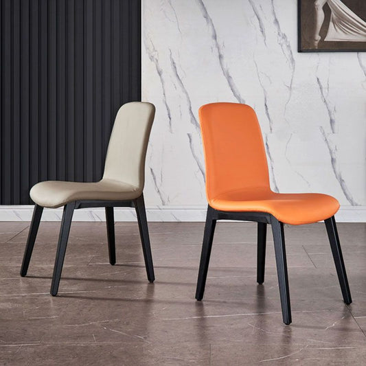 Sillas de comedor de espalda sólida minimalista de microfibra sillas de comedor de cuero