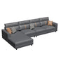 4 Seater Mid Century Modern Sofa & Chaise Faux Leather Square Arm Sofa