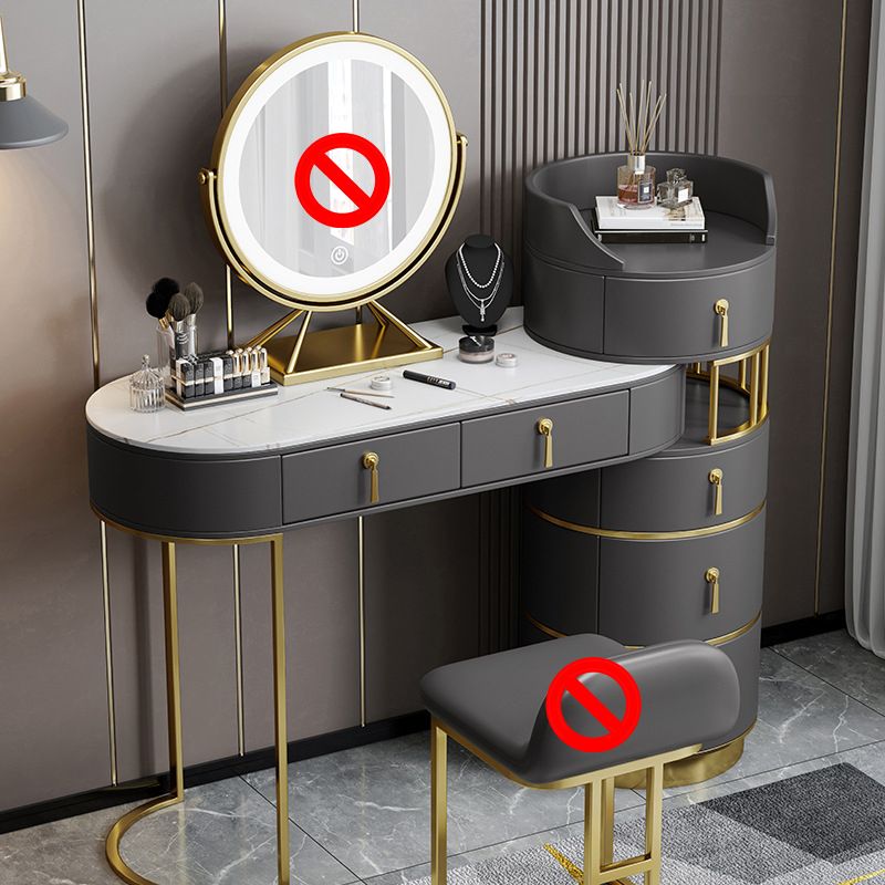 15.74" Wide Vanity Tables Stone Makeup Table with 6 Storage Drawers