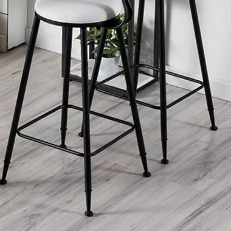 Glam Low Back Dining Stools Round Upholstered Bar Stools with Footrest