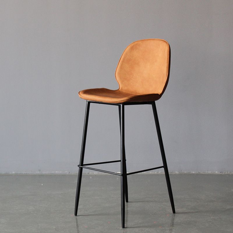 Contemporary Faux Leather Counter Stool Low Back Stool with Black Frame Clearhalo 'Bar Furniture' 'Bar Stools' 'bar_stools' 'furn' 'furn_bar_stools' 'Furniture' 'Kitchen & Dining Furniture' 1200x1200_029283a8-81ec-4467-b675-40922a51425c