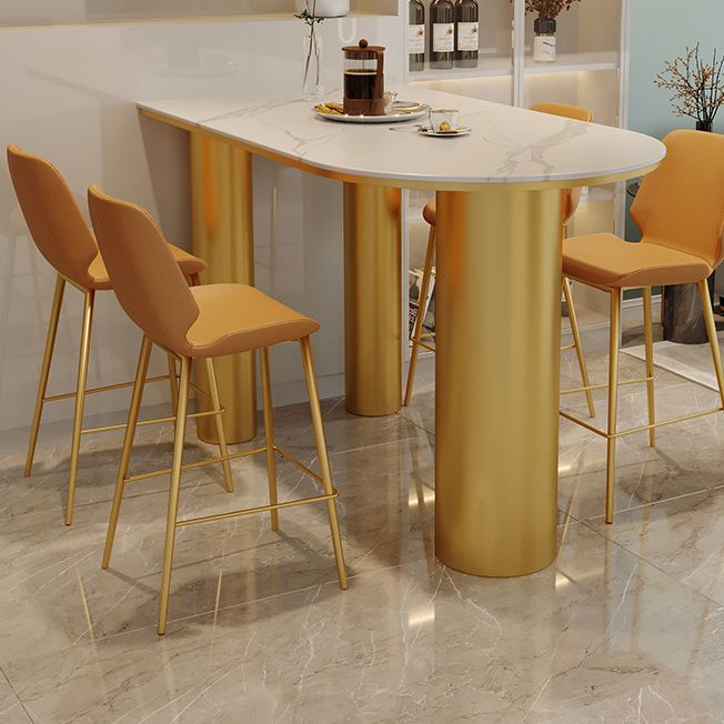 White Stone Top Counter-height Pub Table Contemporary Legs Bar Dining Table Clearhalo 'Bar Furniture' 'Bar Tables' 'bar_tables' 'furn' 'furn_bar_tables' 'Furniture' 'Kitchen & Dining Furniture' 1200x1200_0293c4a3-5473-471f-a5b0-a517c18d07cc