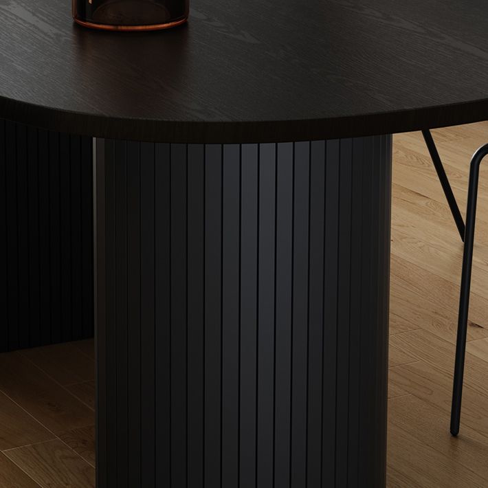 Minimalist Black Kitchen Dining Table Solid Wood Oval Shape Dining Table with Double Pedestal Bases Clearhalo ' dining_table' 'Dining Tables & Seating' 'Dining Tables' 'furn' 'furn_dining_table' 'Furniture' 'furniture_dining_table' 'Kitchen & Dining Furniture' 'Kitchen Furniture' 'kitchen&dining_furn' 'kitchen' 'kitchen_dining_table' 1200x1200_0295ff52-fbae-4cd4-98ff-a92f37dd6c48