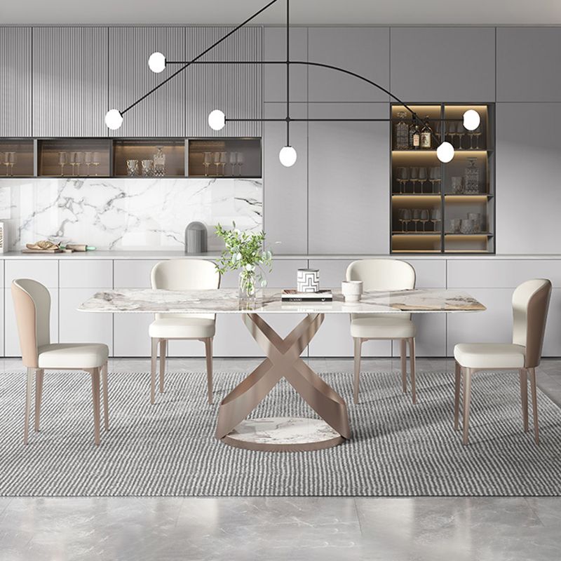 Modern Kitchen Dining Room Set with Sintered Stone Top and Gold Base Dining Furniture Clearhalo 'Dining Room Sets' 'Dining Tables & Seating' 'dining_room_set' 'furn' 'furn_dining_room_set' 'Furniture' 'furniture_dining_room_set' 'Kitchen & Dining Furniture' 'kitchen&dining_furn' 'kitchen' 1200x1200_02962cef-453a-453c-beed-59b95ae051cd