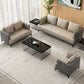 Modern Living Room Sofa Tuxedo Arm Sofa with Pillow and Black Metal Legs