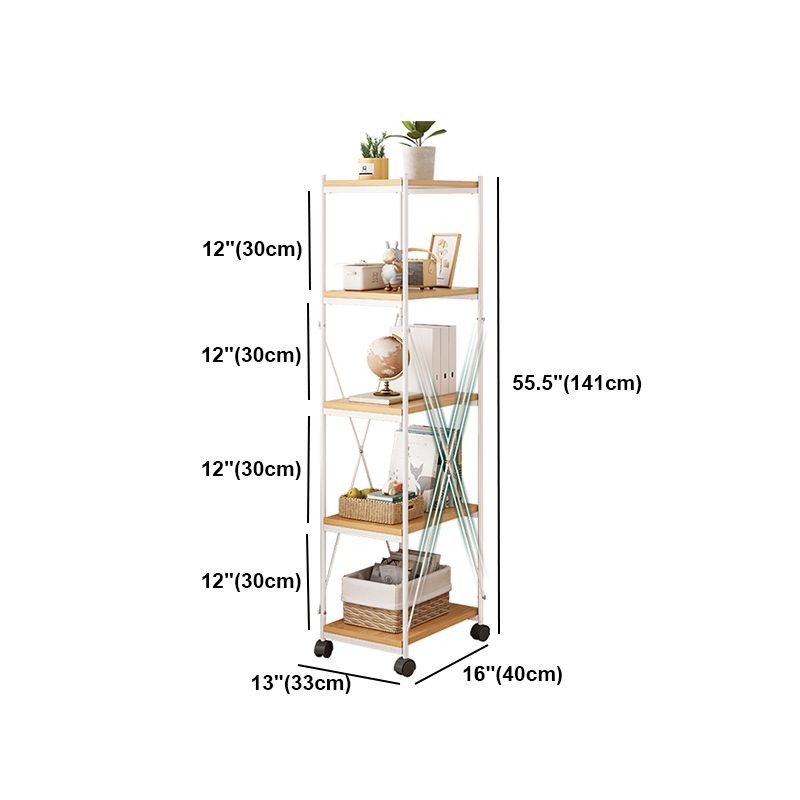 Scandinavian Style Etagere Bookcase Metal Open Back Bookshelf with Wheels Clearhalo 'Bookcases' 'furn' 'furn_bookcases' 'Furniture' 'furniture_bookcases' 'Office Furniture' 1200x1200_029a8f45-b2e3-4dbb-b35b-042285a64b68