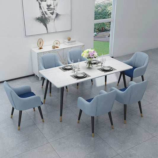 4-foot Stone Table Glam Rectangle Matte Finish Dining Table for Restaurant Clearhalo ' dining_table' 'Dining Tables & Seating' 'Dining Tables' 'Furniture' 'furniture_dining_table' 'Kitchen & Dining Furniture' 'kitchen&dining_furn' 'kitchen' 'kitchen_dining_table' 1200x1200_029b6b2f-70d7-4e4f-ac0f-f7ee6384e390