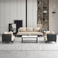 Modern Living Room Sofa Tuxedo Arm Sofa with Pillow and Black Metal Legs