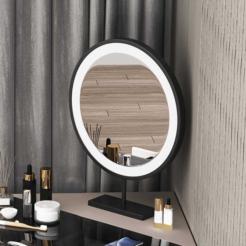 Moderne Ecke Eitelkeitstischhocker und Spiegel Set Glass Top 4-Drawer-Kommode