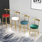 Fabric Round Seat Bar Stools Low Back Gold Iron Base Barstool for Home
