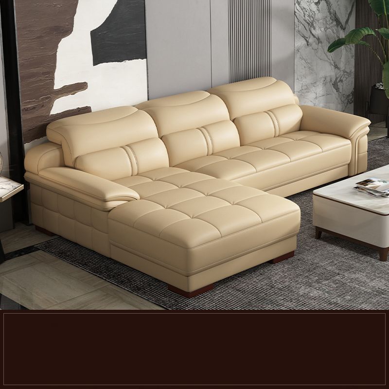 38 "H Hedendaagse sectionele sofa beige leer getuft sectional