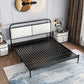 Metalen lattenbed 79 inch breed met rechthoekige gestoffeerd hoofdeinde