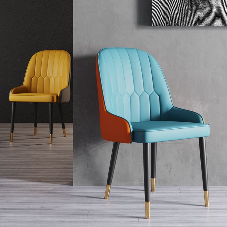 Glam Metal Dining Room Chairs Upholstered Side PU Leather Armchairs for Restaurant Clearhalo ' kitchen&dining_furn' 'Dining Chairs' 'Dining Tables & Seating' 'dining_chair' 'furn' 'furn_dining_chair' 'Furniture' 'furniture_dining_chair' 'Kitchen & Dining Furniture' 'kitchen' 1200x1200_02a32b51-7824-4e22-b691-fd8b172d3d2f