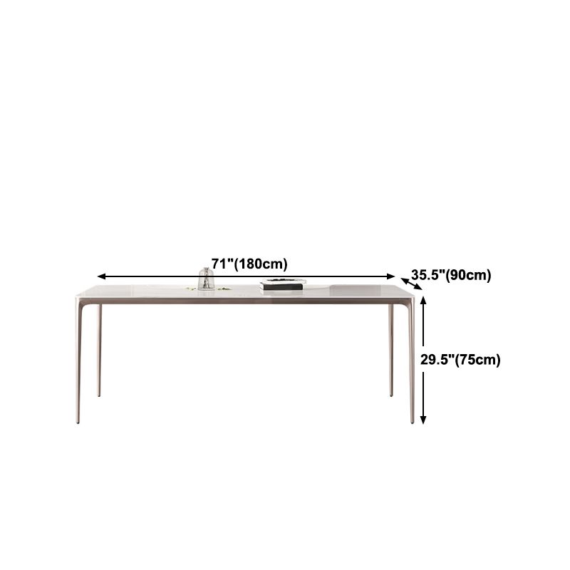 Sintered Stone Top Luxury White Table for Restaurant Rectangle Dining Table with 4 Legs Clearhalo 'Dining Tables & Seating' 'Dining Tables' 'dining_table' 'Furniture' 'furniture_dining_table' 'Kitchen & Dining Furniture' 1200x1200_02a340f8-2729-4b53-98d9-5f9d62045e00