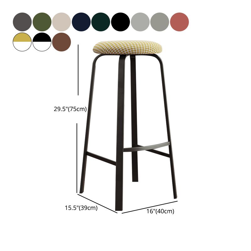 Contemporary Matte Finish Upholstered Stool Footrest Iron Bar Stool Clearhalo 'Bar Furniture' 'Bar Stools' 'bar_stools' 'furn' 'furn_bar_stools' 'Furniture' 'furniture_bar_stools' 'Kitchen & Dining Furniture' 1200x1200_02a40761-38d7-45be-9ad6-fc8401421f1d